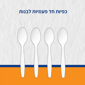 כפיות חד פעמיות 100 יח' צבע לבן כפיות חד פעמיות 100 יח' צבע לבן